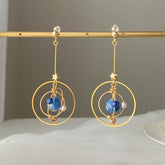 Planet earrings - Universe statement earrings - galaxy dangle earrings - unique dangle